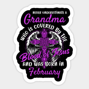 Christian Grandma who was Born in February Birthday Faith Gift Sticker
